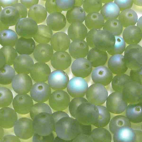 Matte Olivine AB 6MM Round Druk Ball