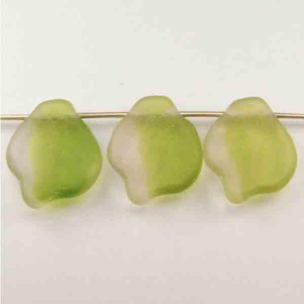 Matte Olivine With Roseline 12X14MM Leaf