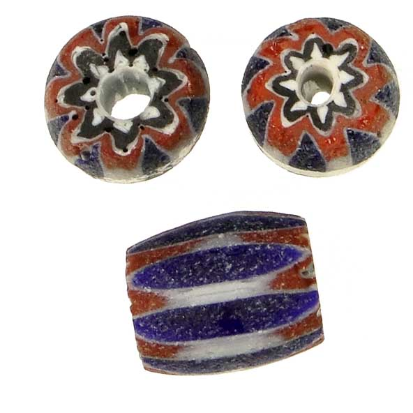 Matte Red, White, Blue and Black 18mm Chevron Bead