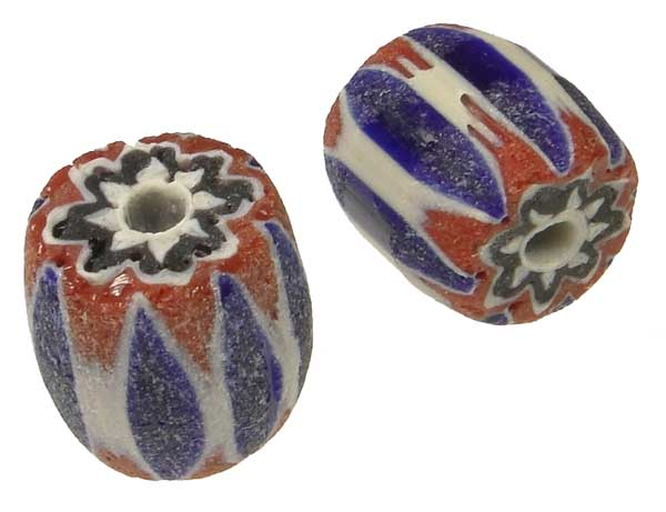 Matte Red, White, Blue and Black 18mm Chevron Bead