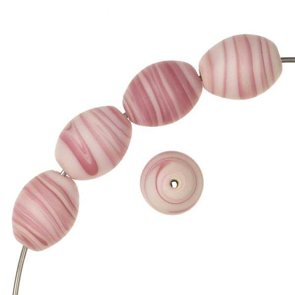 Matte Rose and White Swirled 13x10MM Oval