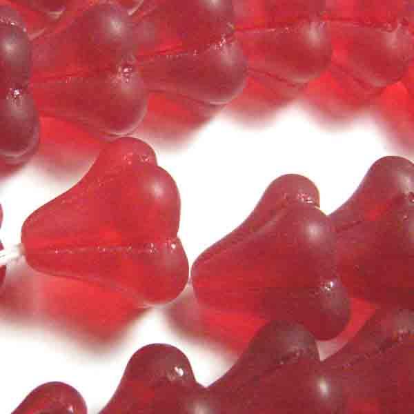 Matte Ruby 13X11MM 3-D Bell Flower