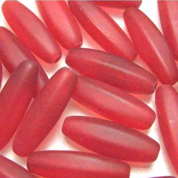 Matte Ruby 22X8MM 6 Sided Long Oval