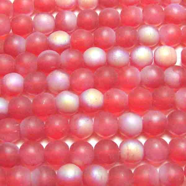 Matte Ruby AB 6MM Round Druk Ball
