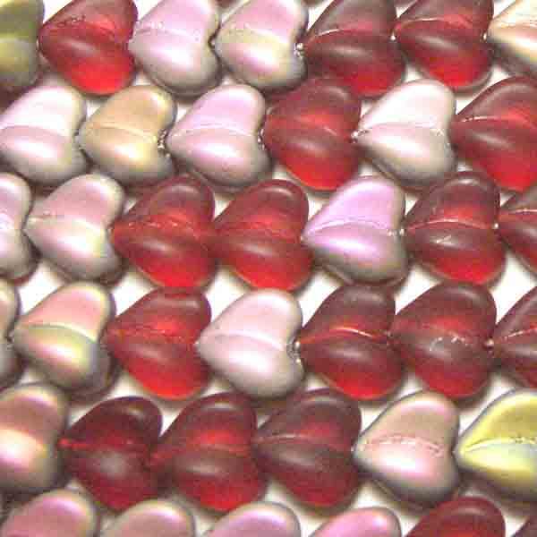 Matte Ruby With Vitrail 7MM Creased Heart