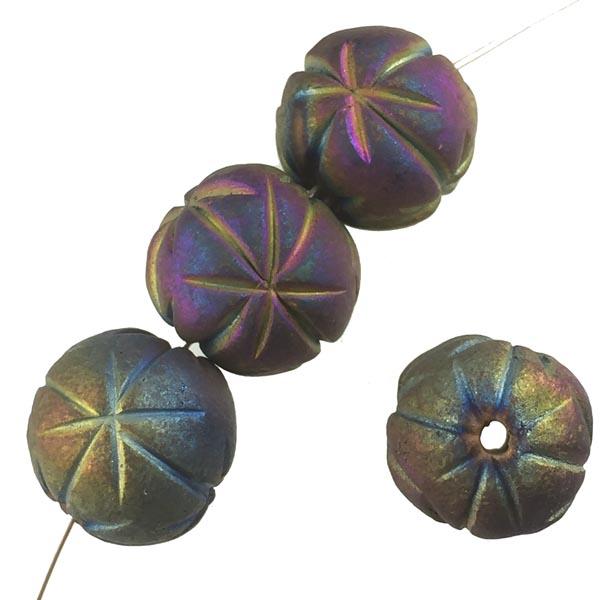 Matte Scarabee 14MM Raku Style Star Incised Ball