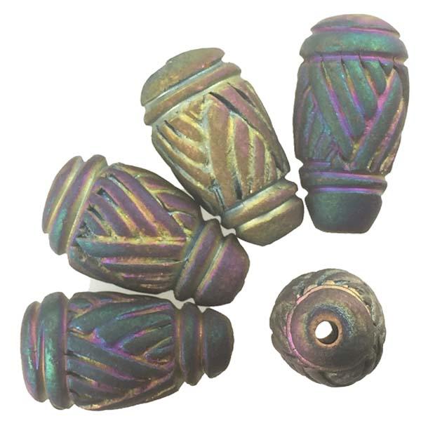 Matte Scarabee 20x13MM Incised Raku StyleTear