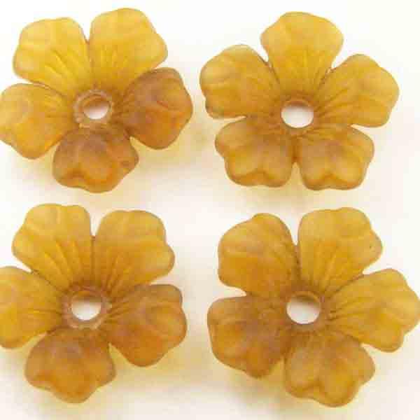 Matte Smoke Topaz 14MM 3-D Acyrlic Blossom