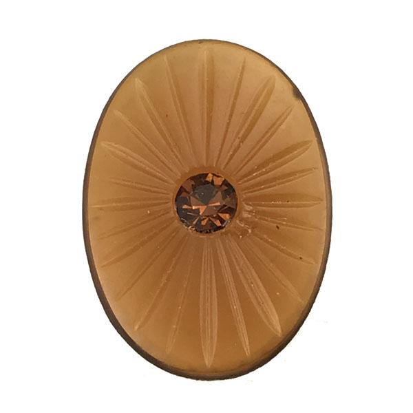 Matte Smoked Topaz with Rhinestone Center 25X18MM