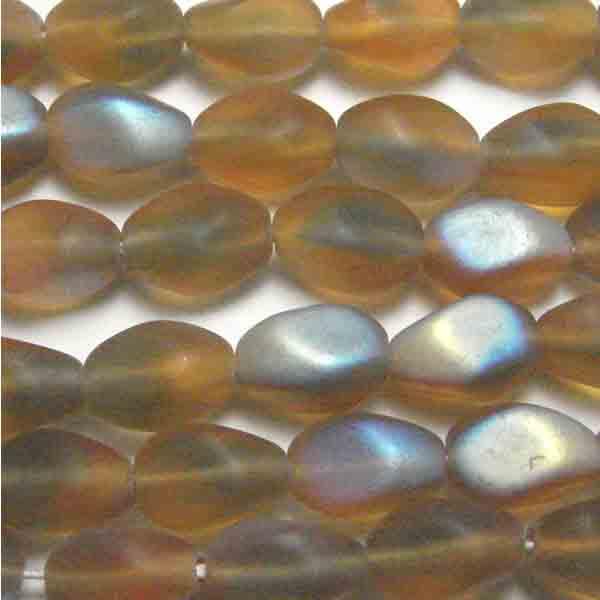 Matte Smoked Topaz with Sapphire AB 10x7MM Pinched Oval