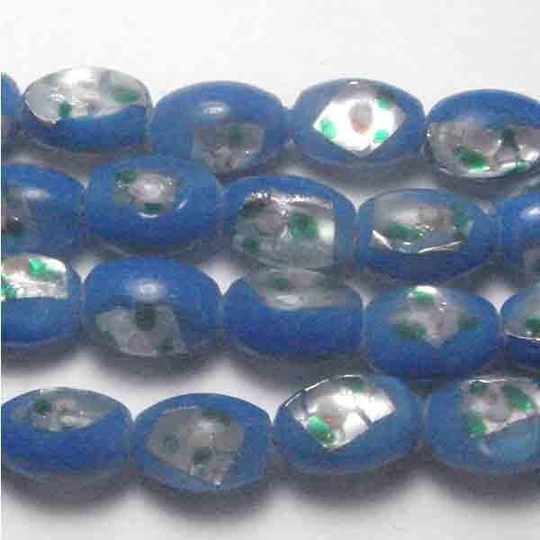 Medium Blue Oval with Silver Foil 12X9MM