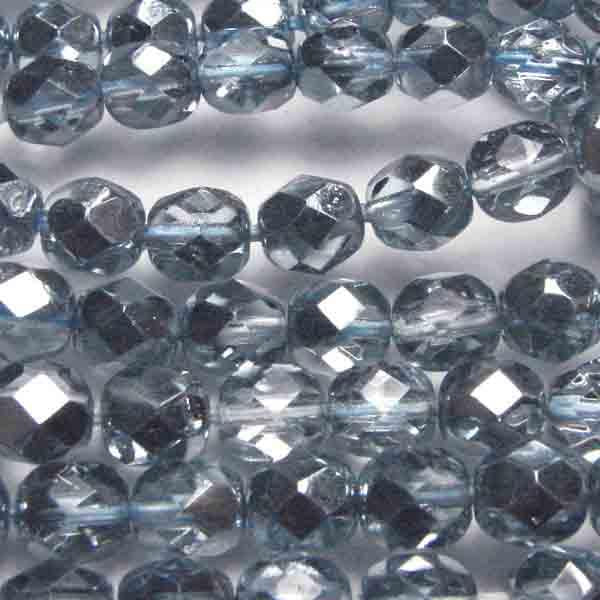 Metallic Light Sapphire With Crystal 3MM Fire Polish Ball