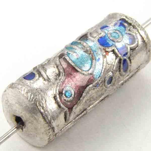 Multi Color Enameled Silver Oval 22X9MM