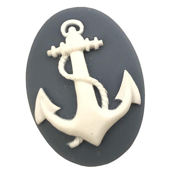 Blue With White Rope and Anchor 40X30MM Cameo