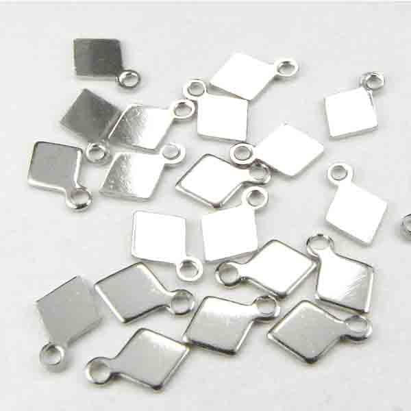 Nickel Plate Thin 5MM Diamond Pendant Drop