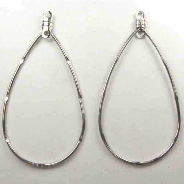 Nickel Silver 53x23MM Hammered Tear Hoop