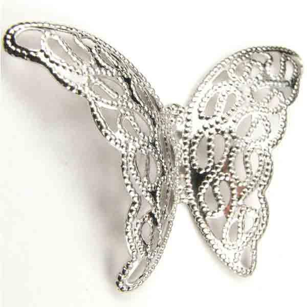 Nickel Silver Plate 39x26MM Filigree Butterfly