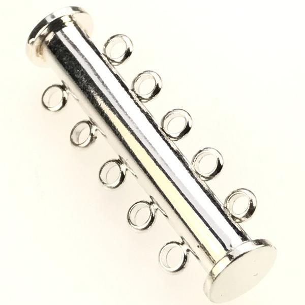 Nickel Silver Plate 5 Strand 29x10MM Magnetic Tube Slide Clasp