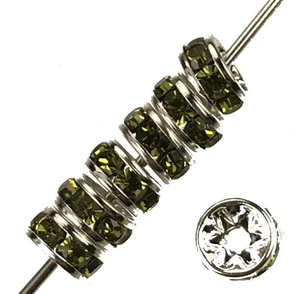 Olive Silver 5MM Swarovski Rhinestone Rondelle