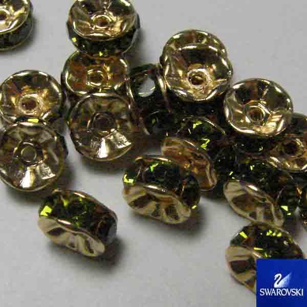 Olivine/Gold Swarovski Crystal Rhinestone Rondelle