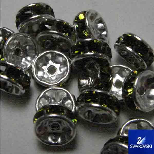 Olivine/Silver 7MM Swarovski Crystal Rhinestone Rondelle