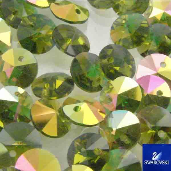 Olivine AB 6MM Swarovski Xillion Round Pendant