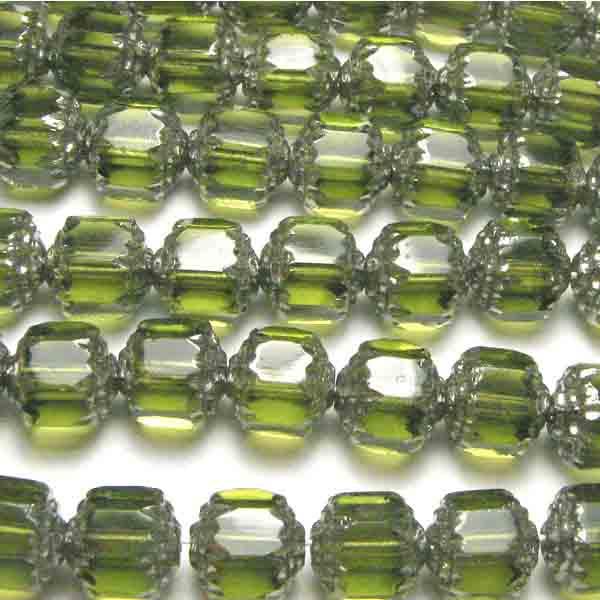 Olivine with Silver 8MM Cathedral Bead