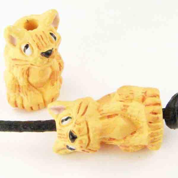 Orange Cat Bead 14x8MM