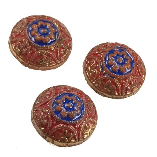 Orange and Royal Blue on Red Domed 7MM