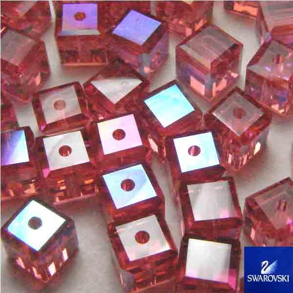 Padparascha Ab 4MM Swarovski 5601 Cube Bead