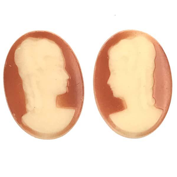 Paired Cameo Beige & Apricot 18X13MM