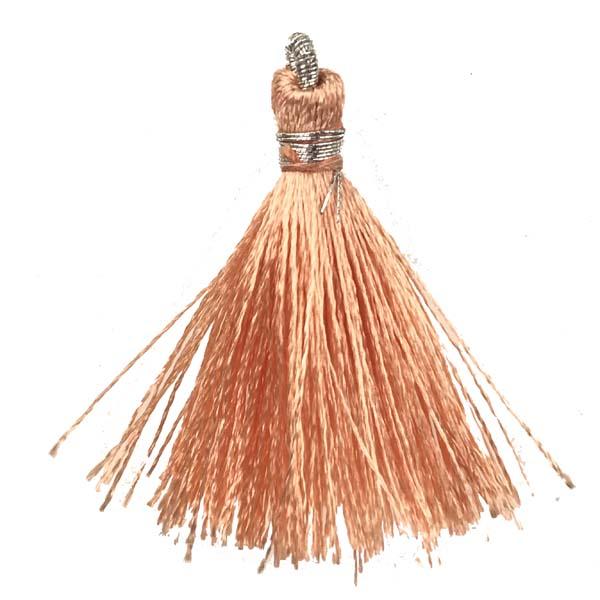 Peach 1 3/4 Inch Silk Tassel With Silver Thread Detail