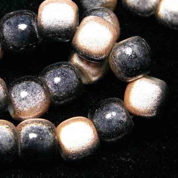 Peach with Black 2 Tone 7x8MM Miracle Crow Bead