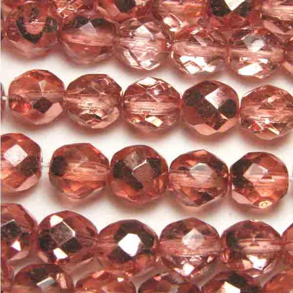 Peach with Crystal 8MM Fire Polish Ball