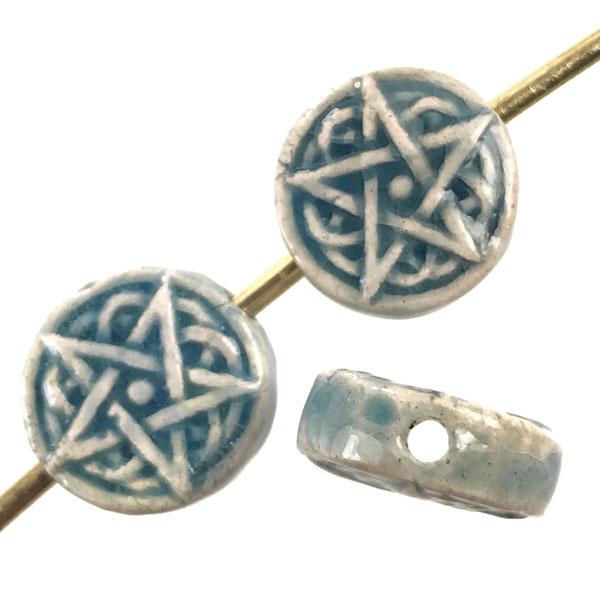 Pentagram Peruvian Ceramic 13MM Coin Bead