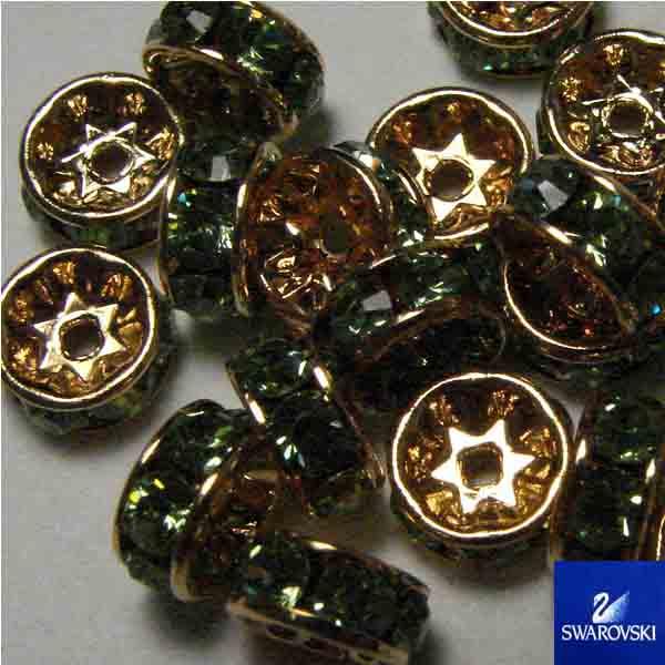 Peridot/Gold Swarovski Crystal Rhinestone Rondelle