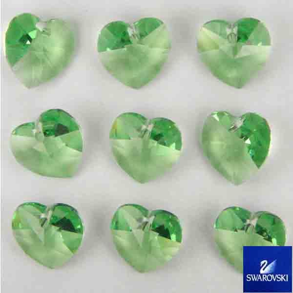 Peridot 10MM Swarovski Heart Pendant