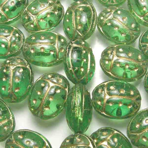 Peridot 13X10MM Scarab with Gold Detail