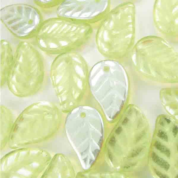 Peridot Ab Leaf 14X9MM Leaf Front To Back Hole