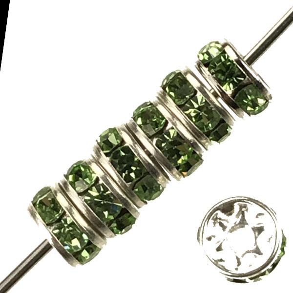 Peridot Silver 5MM Swarovski Rhinestone Rondelle