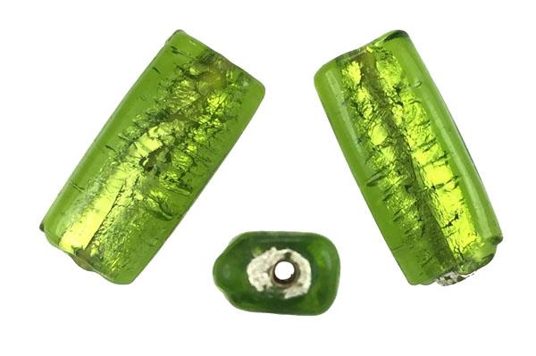 Peridot Silver Foil Lined 25x11MM Rectangle With 2MM Large Hole