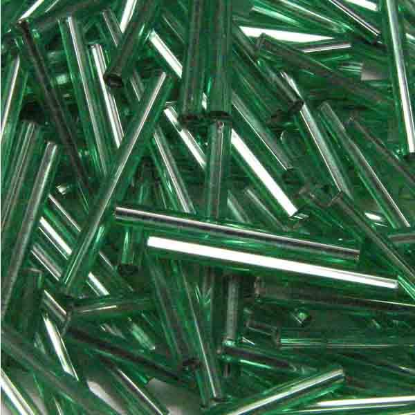 Peridot Silver Lined 25MM Bugle