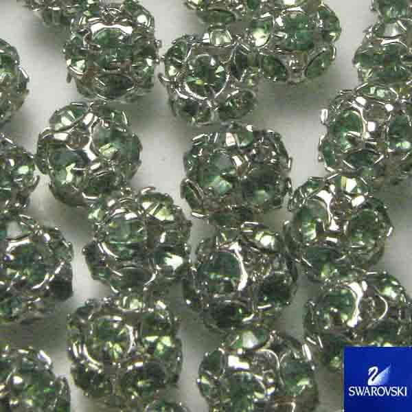 Peridot with Silver 8MM Rhinestone Ball Bead