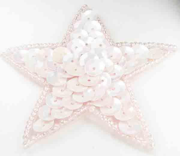 Pink Iris Sequin Star Motif 65MM