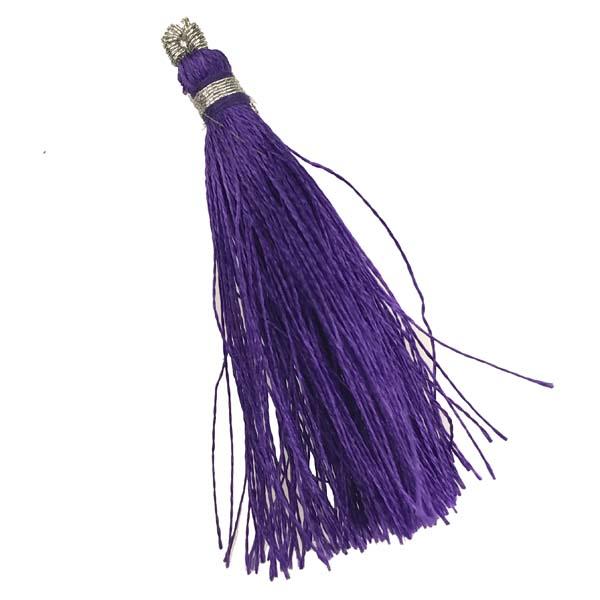 Purple 2 Inch Silk Tassel With Silver Thread Detail