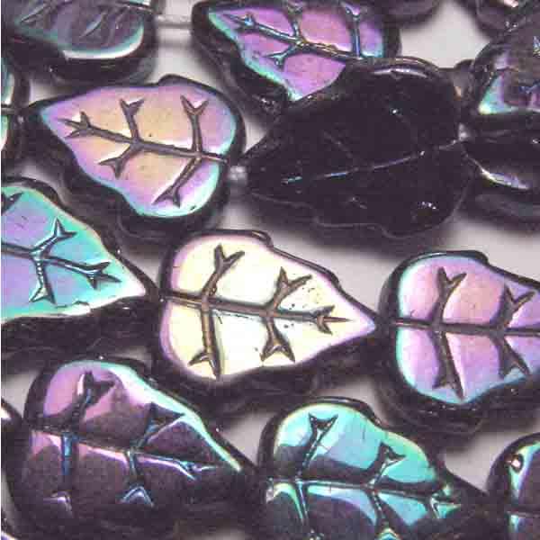 Purple Iris 12x10MM Veined Leaf