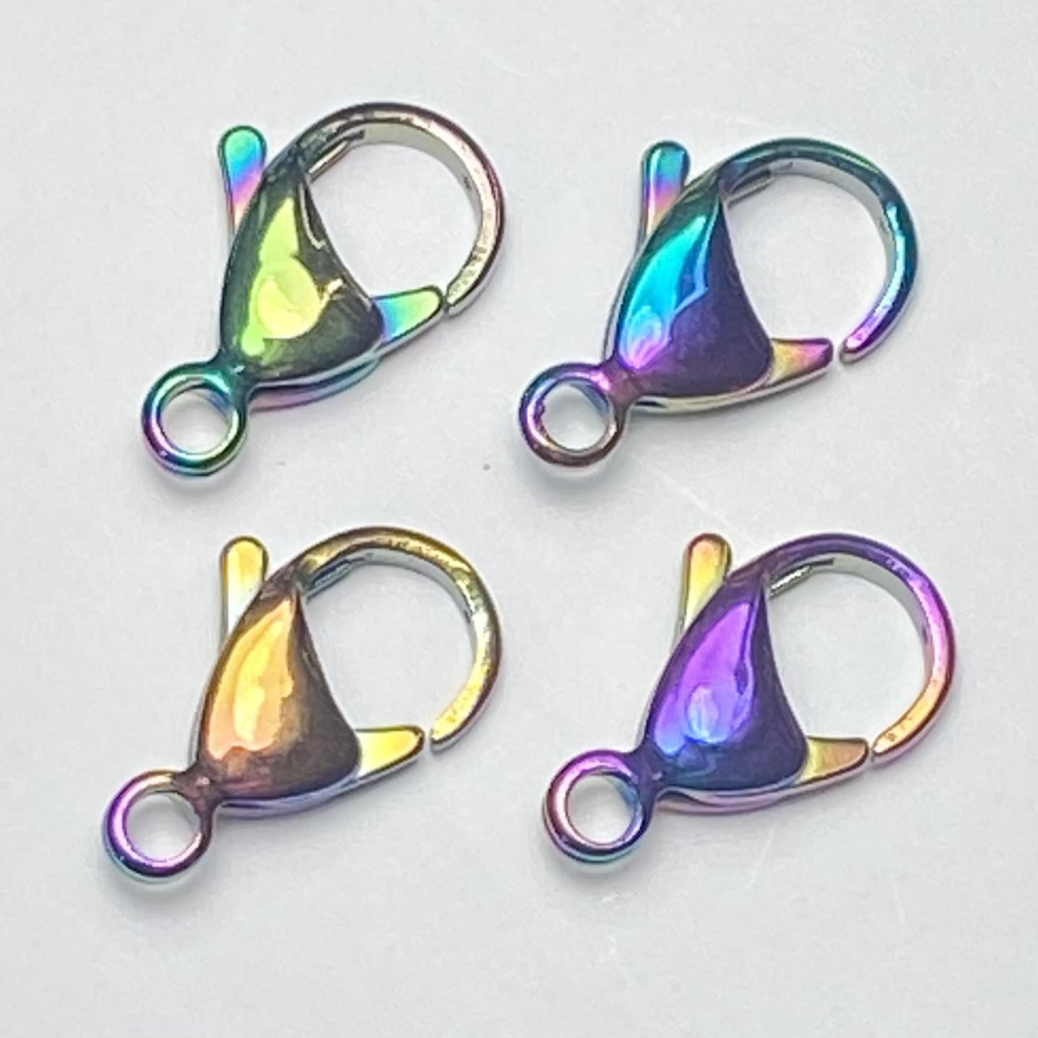 Rainbow Plated Stainless Steel 12MM Lobster Claw Clasp