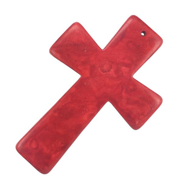 Red 59x40MM Stone Cross Pendant