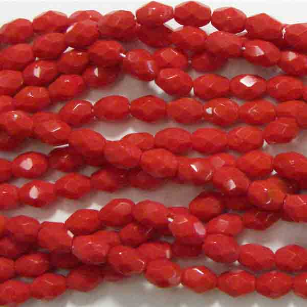 Red 7x5MM Fire Polish Oval