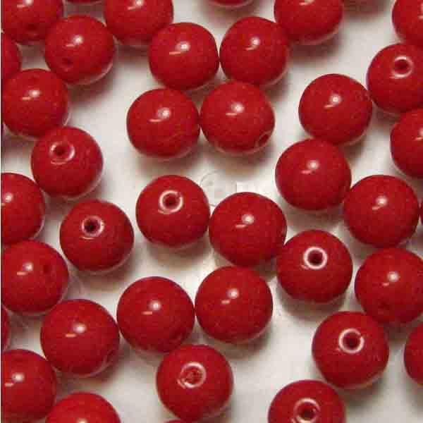 Red 8MM Opaque Round Druk Ball
